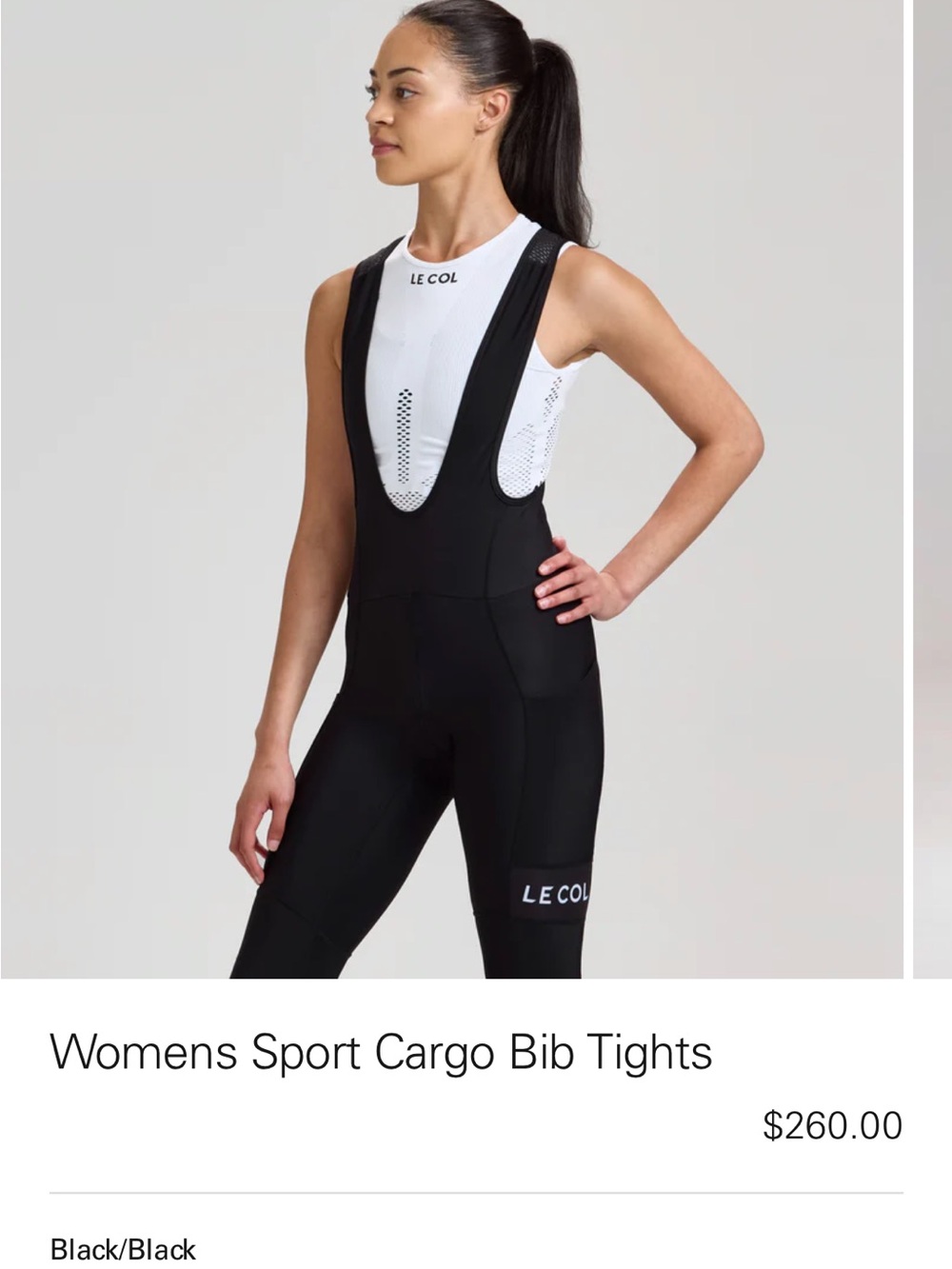 Le Col women’s Sport Bib Tights in Black.